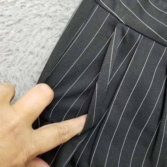 Nasty Gal Pants Womens 8 Black Pinstripe Up Your Life High Waisted *NWT* - Picture 6 of 16